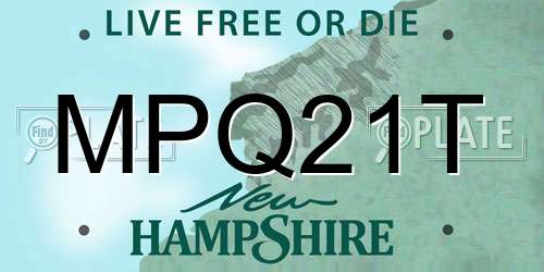 MPQ21T New Hampshire License Plate