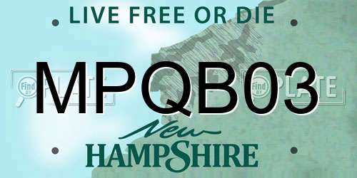 MPQB03 New Hampshire License Plate