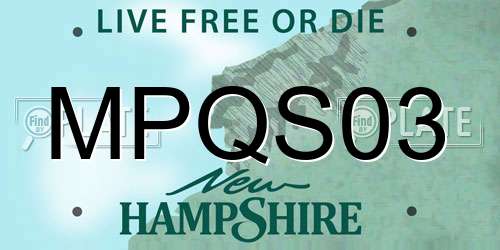 MPQS03 New Hampshire License Plate