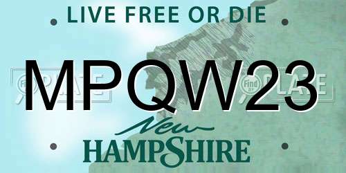 MPQW23 New Hampshire License Plate