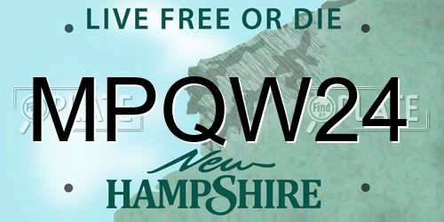 MPQW24 New Hampshire License Plate