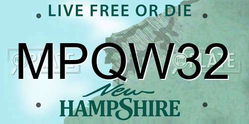 MPQW32 New Hampshire License Plate