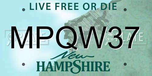 MPQW37 New Hampshire License Plate