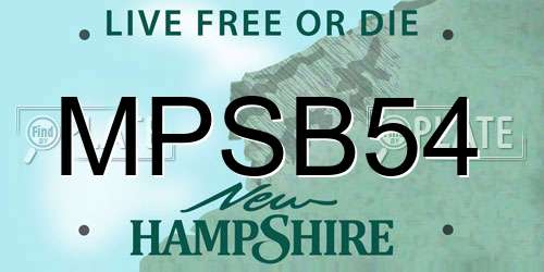 MPSB54 New Hampshire License Plate