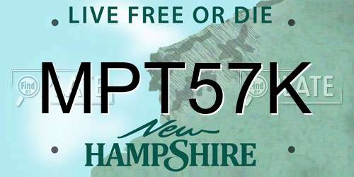 MPT57K New Hampshire License Plate