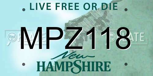 MPZ118 New Hampshire License Plate