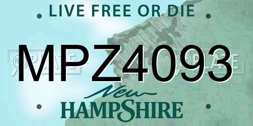 MPZ4093 New Hampshire License Plate
