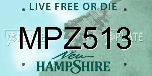 MPZ513 New Hampshire License Plate