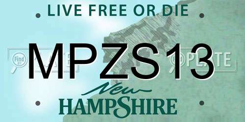 MPZS13 New Hampshire License Plate