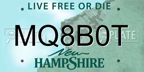 MQ8B0T New Hampshire License Plate