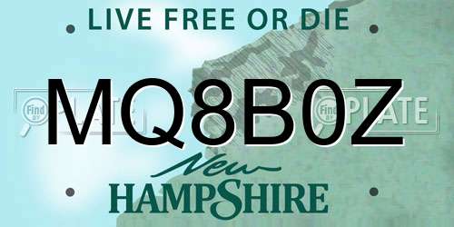 MQ8B0Z New Hampshire License Plate