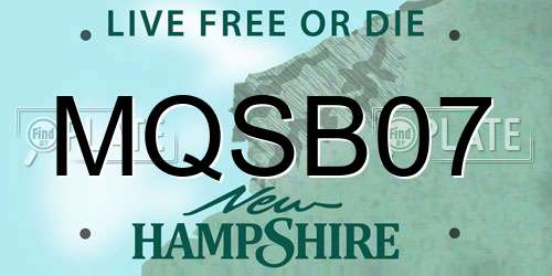 MQSB07 New Hampshire License Plate