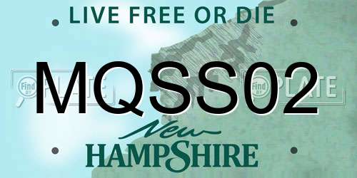 MQSS02 New Hampshire License Plate