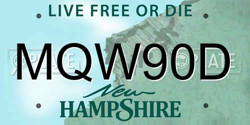 MQW90D New Hampshire License Plate