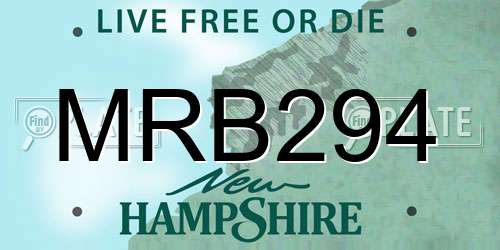 MRB294 New Hampshire License Plate