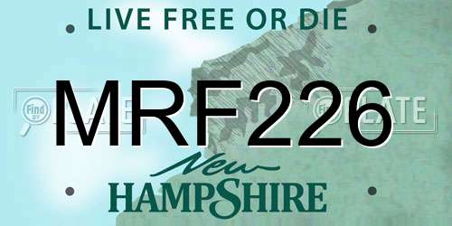 MRF226 New Hampshire License Plate