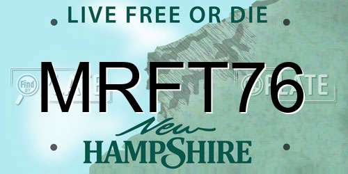 MRFT76 New Hampshire License Plate