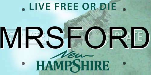 MRSFORD New Hampshire License Plate