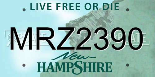 MRZ2390 New Hampshire License Plate