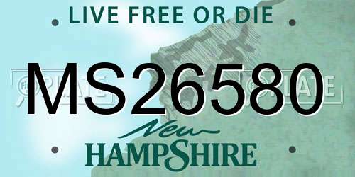 MS26580 New Hampshire License Plate