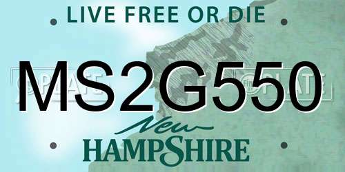 MS2G550 New Hampshire License Plate