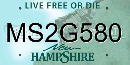 MS2G580 New Hampshire License Plate