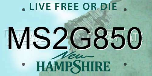 MS2G850 New Hampshire License Plate