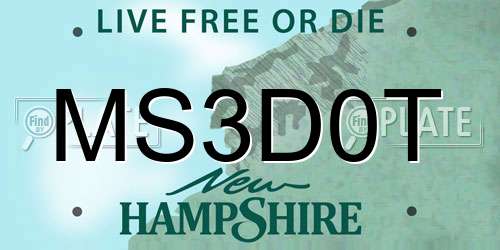 MS3D0T New Hampshire License Plate