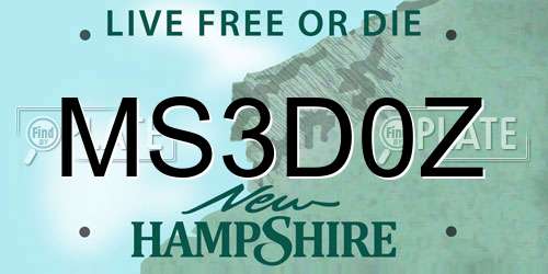 MS3D0Z New Hampshire License Plate