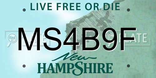 MS4B9F New Hampshire License Plate