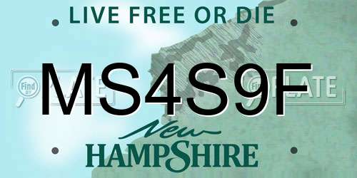 MS4S9F New Hampshire License Plate