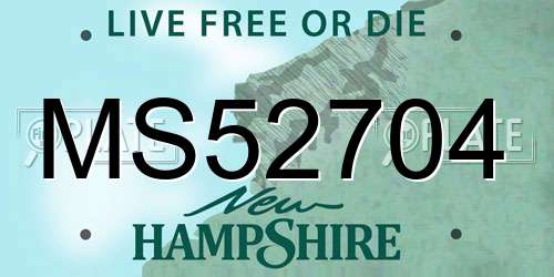 MS52704 New Hampshire License Plate