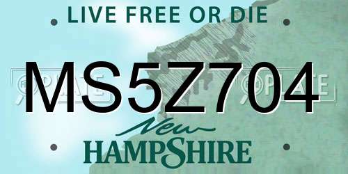 MS5Z704 New Hampshire License Plate
