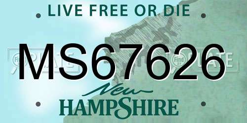 MS67626 New Hampshire License Plate