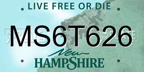 MS6T626 New Hampshire License Plate