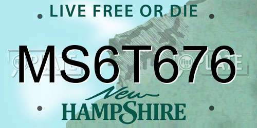 MS6T676 New Hampshire License Plate