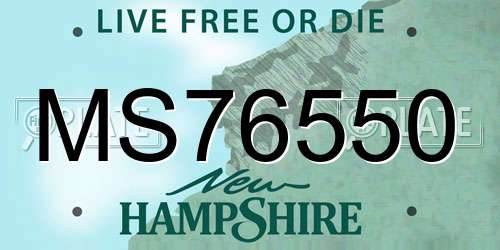 MS76550 New Hampshire License Plate