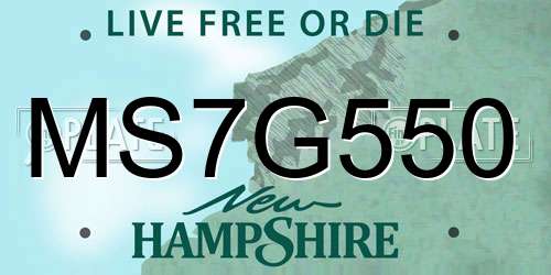 MS7G550 New Hampshire License Plate