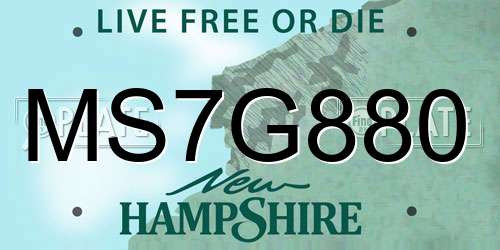 MS7G880 New Hampshire License Plate
