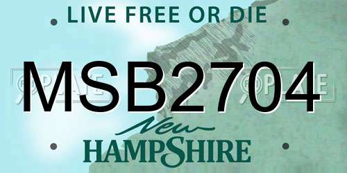 MSB2704 New Hampshire License Plate