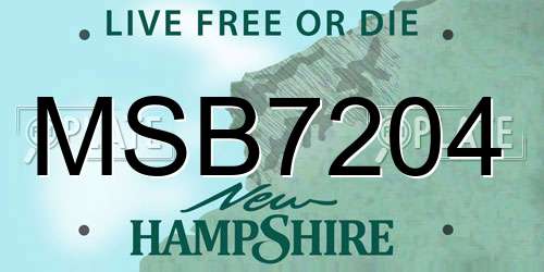 MSB7204 New Hampshire License Plate