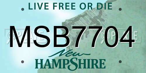 MSB7704 New Hampshire License Plate