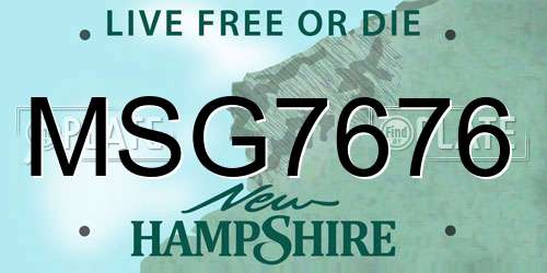 MSG7676 New Hampshire License Plate