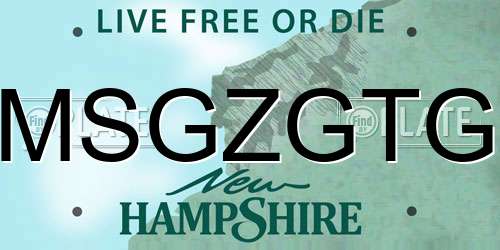 MSGZGTG New Hampshire License Plate