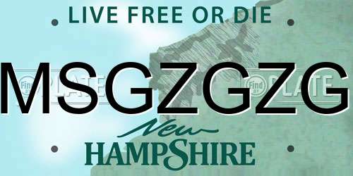 MSGZGZG New Hampshire License Plate