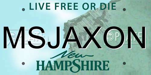 MSJAXON New Hampshire License Plate
