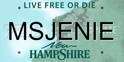 MSJENIE New Hampshire License Plate