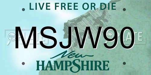 MSJW90 New Hampshire License Plate