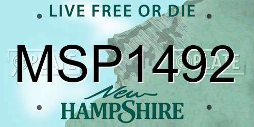 MSP1492 New Hampshire License Plate