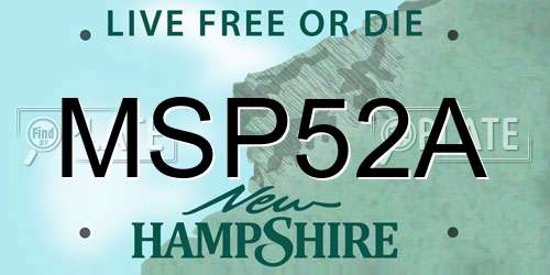 MSP52A New Hampshire License Plate